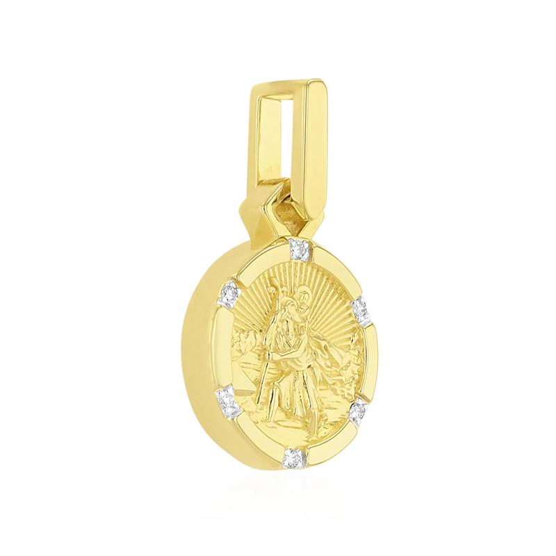Men&#39;s Diamond Accent Saint Christopher Charm in Vermeil – Image 2 of 3
