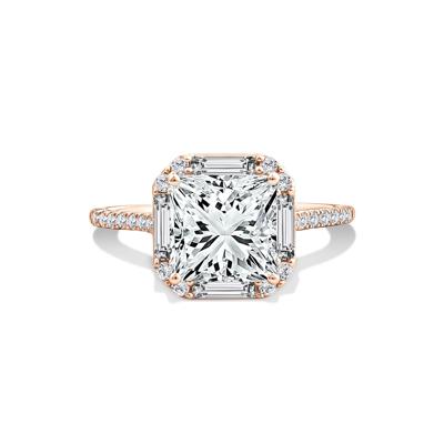 Lab Grown Diamond Princess-Cut Center Halo Engagement Ring in 14K Rose Gold (3 1/2 ct. tw.)