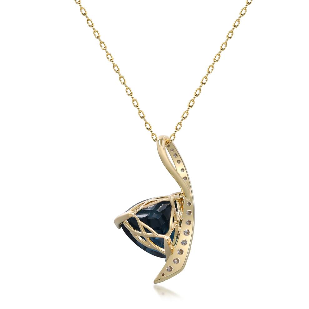 London Blue Topaz and Diamond Pendant in 10K Yellow Gold (1/4 ct. tw.) – Image 3 of 4
