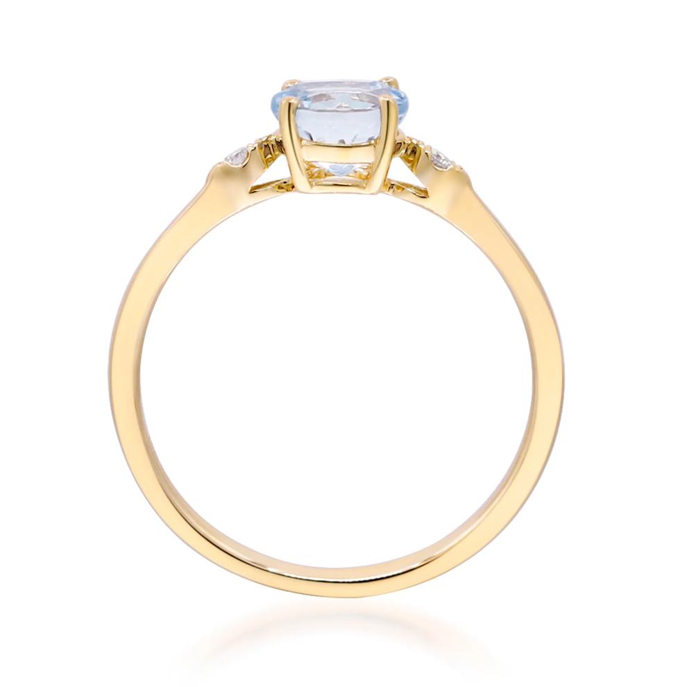 Aquamarine &amp; Diamond Ring in 10K Yellow Gold – Image 2 of 5