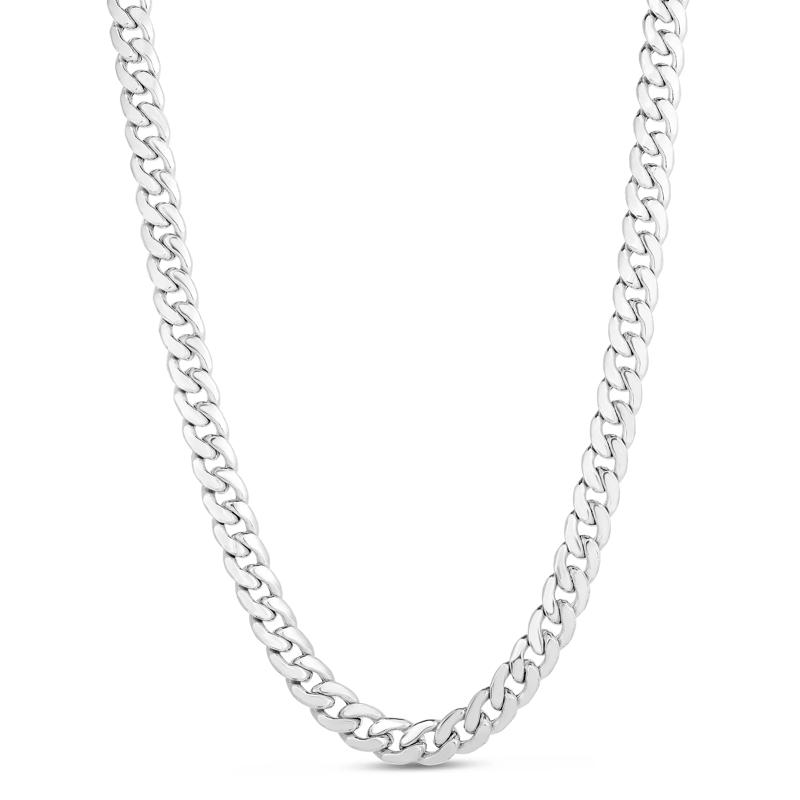 Semi-Solid Miami Cuban Necklace in 14K White Gold, 24&rdquo; – Image 1 of 3