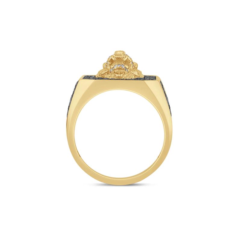 Men&rsquo;s 10K Yellow Gold Lion Head Ring with Black and White Diamonds &#40;1 1/4 ct. tw.&#41; – Image 3 of 3