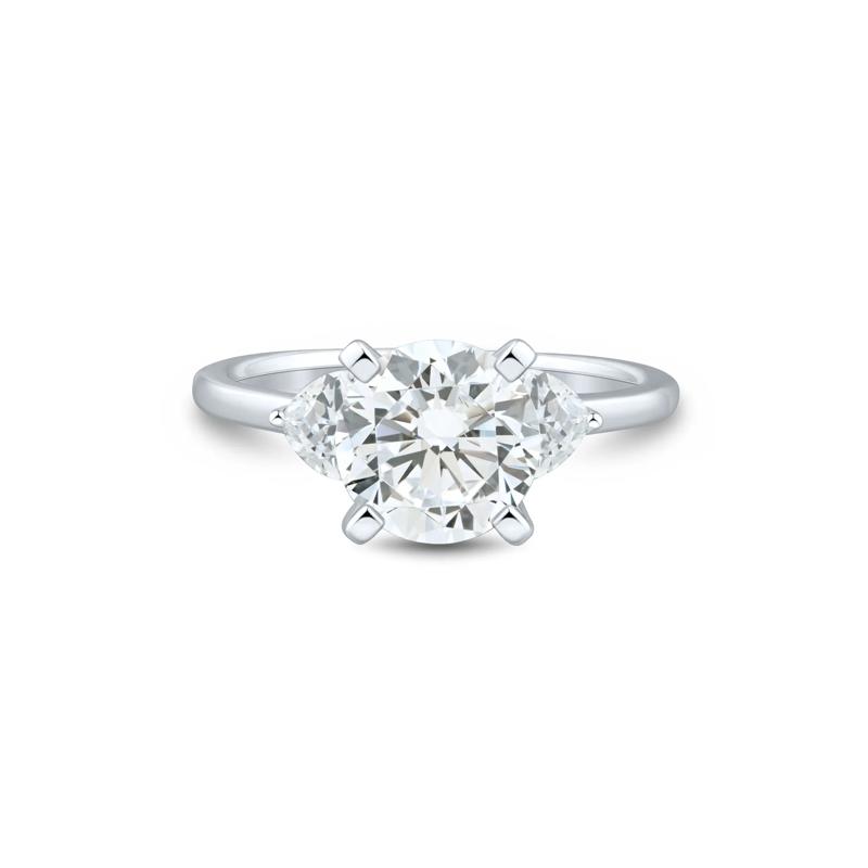 Lab Grown Diamond Heart-Shaped Side Stone Semi-Mount Engagement Ring in 14K White Gold &#40;5/8 ct. tw.&#41; &#40;Setting Only&#41; – Image 5 of 6
