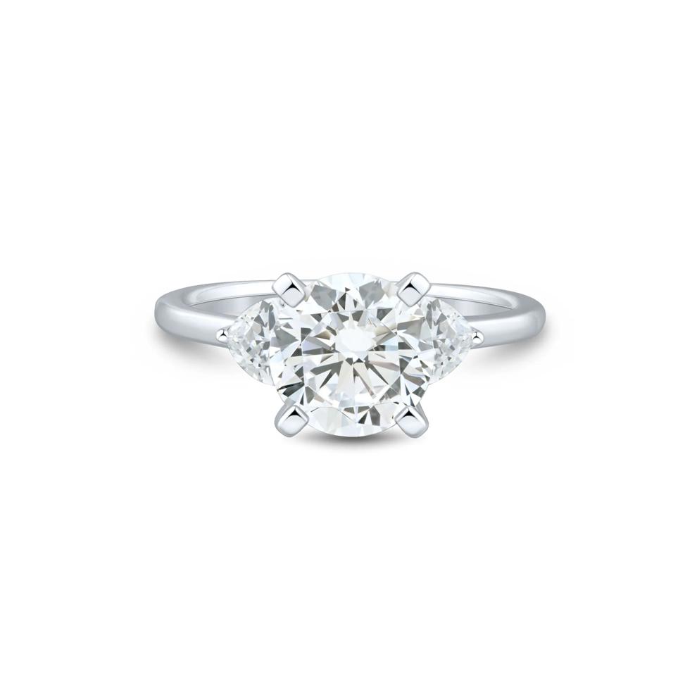 Lab Grown Diamond Heart-Shaped Side Stone Semi-Mount Engagement Ring in 14K White Gold (5/8 ct. tw.) (Setting Only) – Image 5 of 6