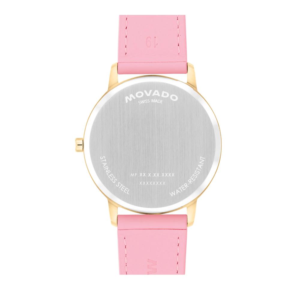 Face Watch With Pink Leather Strap in Stainless Steel, 39mm – Image 3 of 3