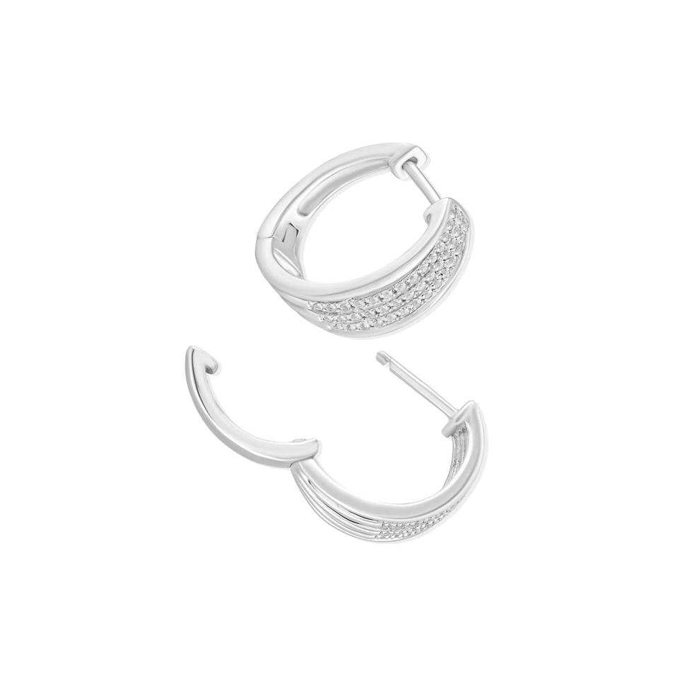 Diamond Multi-Row Hoop Earrings in Sterling Silver (1/4 ct. tw.) – Image 2 of 2