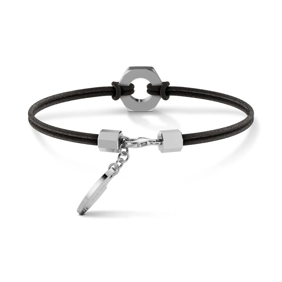 Men's Lab Grown Diamond Hex Nut Design Cord Bracelet in Sterling Silver, 8" (1/2 ct. tw.) – Image 2 of 2