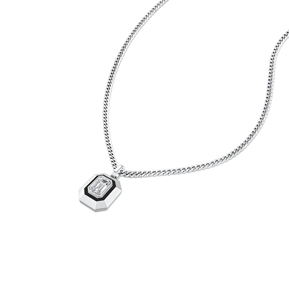 Lab Grown Diamond Emerald-Cut Pendant Necklace in 10K White Gold (1 1/2 ct. tw.) – Image 4 of 4