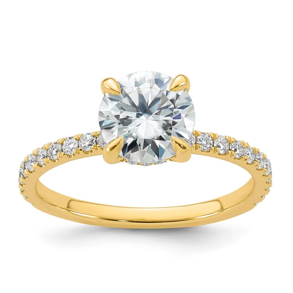 Lab-Created Moissanite Round Engagement Ring in 10K Yellow Gold (1 7/8 ct. dew) – Image 1 of 3