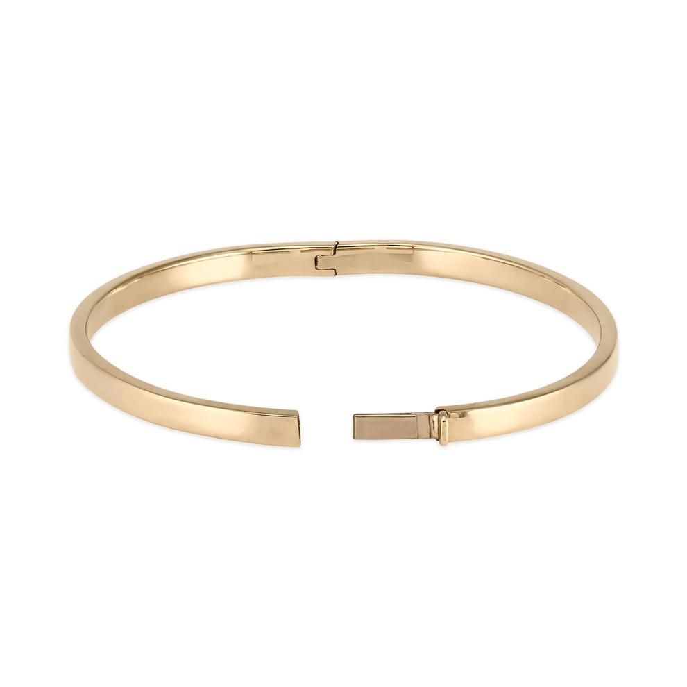 Polished Rectangle Tube Bangle Bracelet in 14K Yellow Gold, 4mm, 7" – Image 2 of 2
