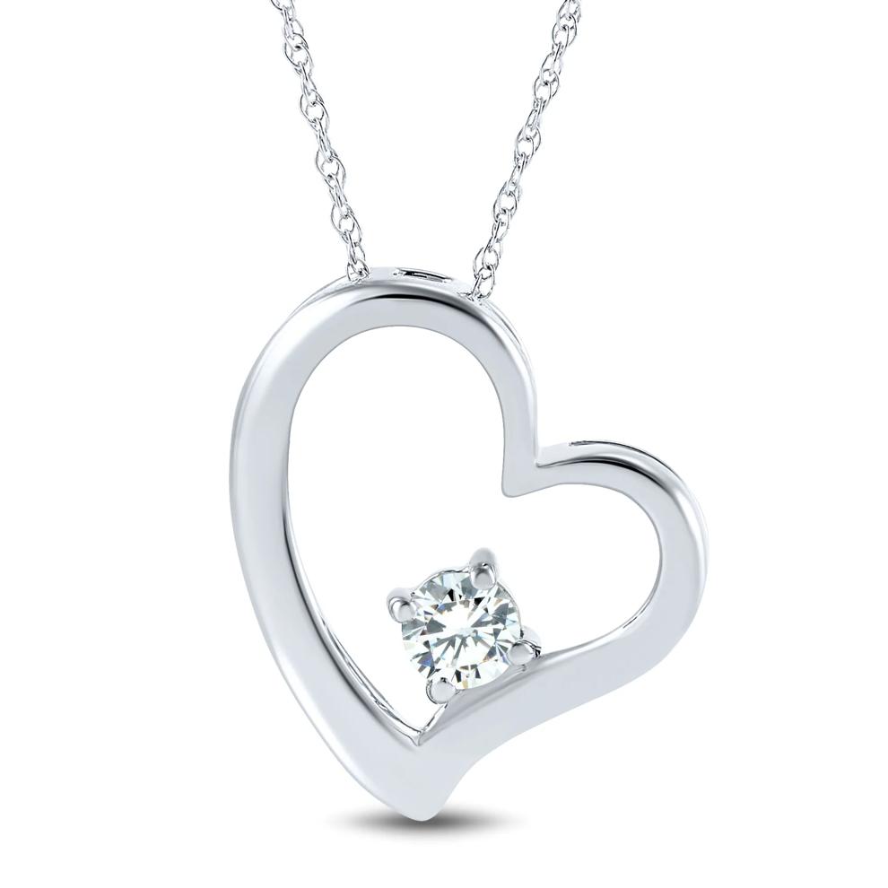 Lab Grown Diamond Heart Pendant in 10K White Gold (1/5 ct. tw.) – Image 1 of 3