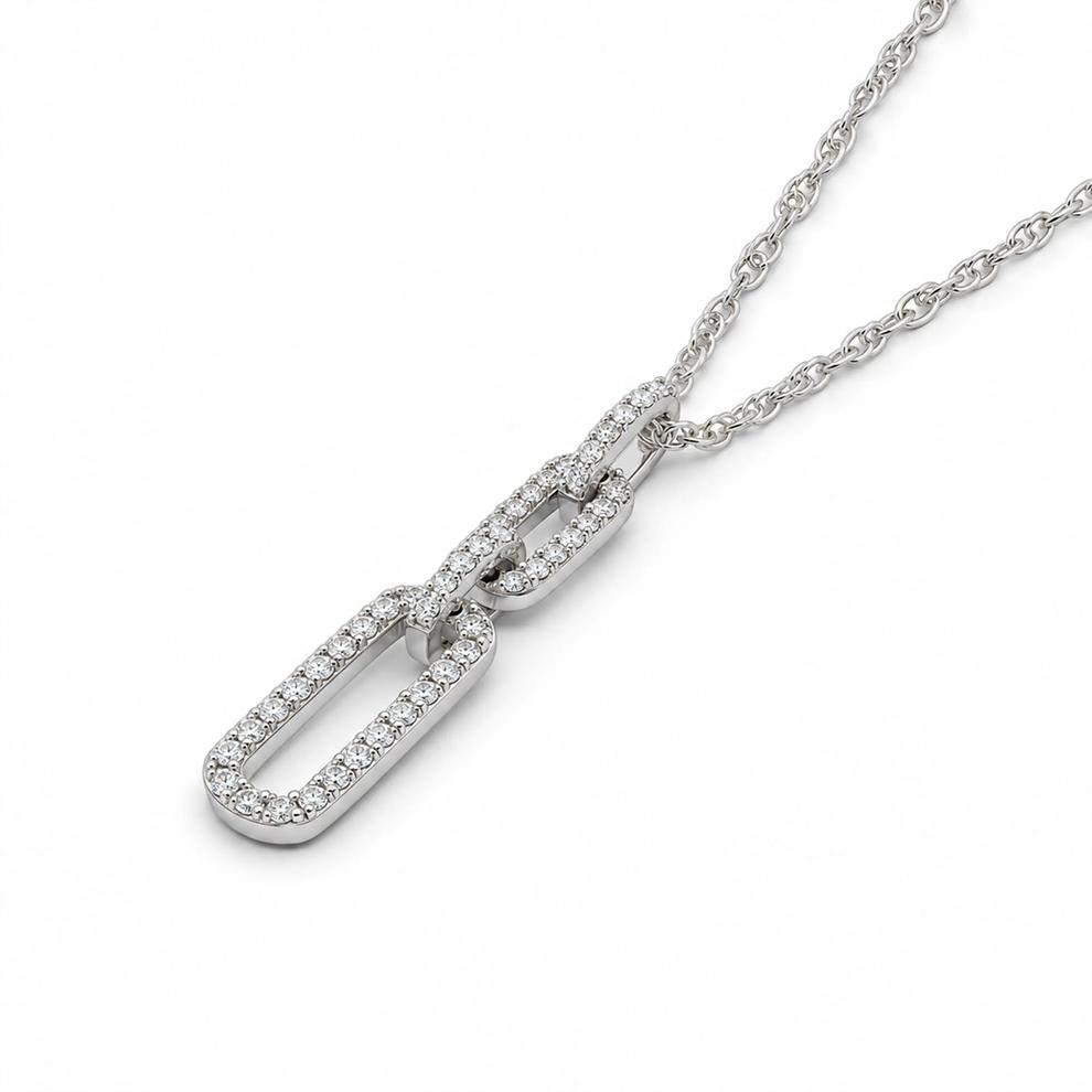 Diamond Chain Link Pendant Necklace in Sterling Silver (1/4 ct. tw.) – Image 4 of 4