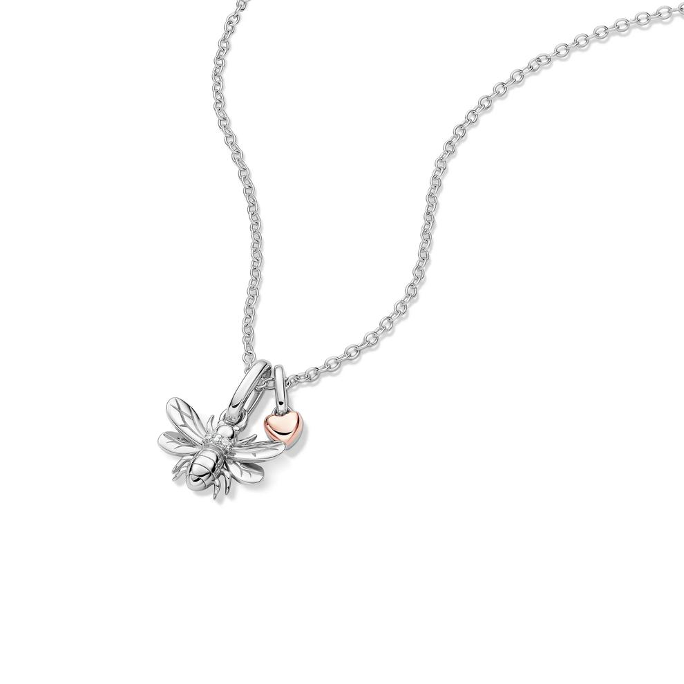 Lab Grown Diamond Accent Bee Pendant in Sterling Silver &amp; 10K Rose Gold – Image 4 of 5