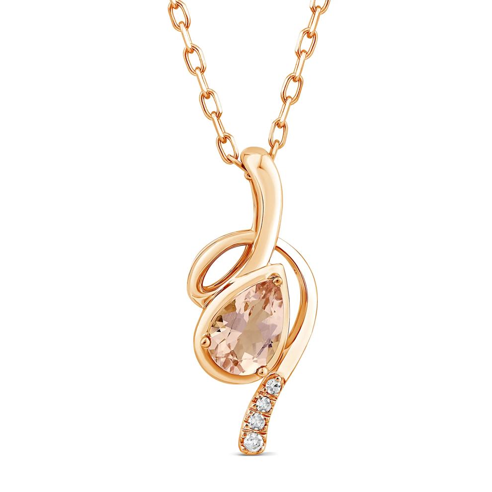 Morganite and Diamond Accent Pendant in 10K Rose Gold – Image 1 of 4