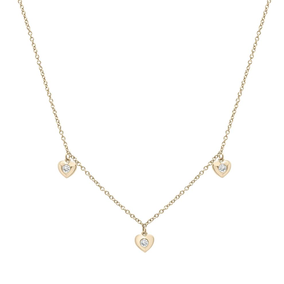 Diamond Bezel Heart Station Necklace in 10K Yellow Gold (1/10 ct. tw.) – Image 1 of 4