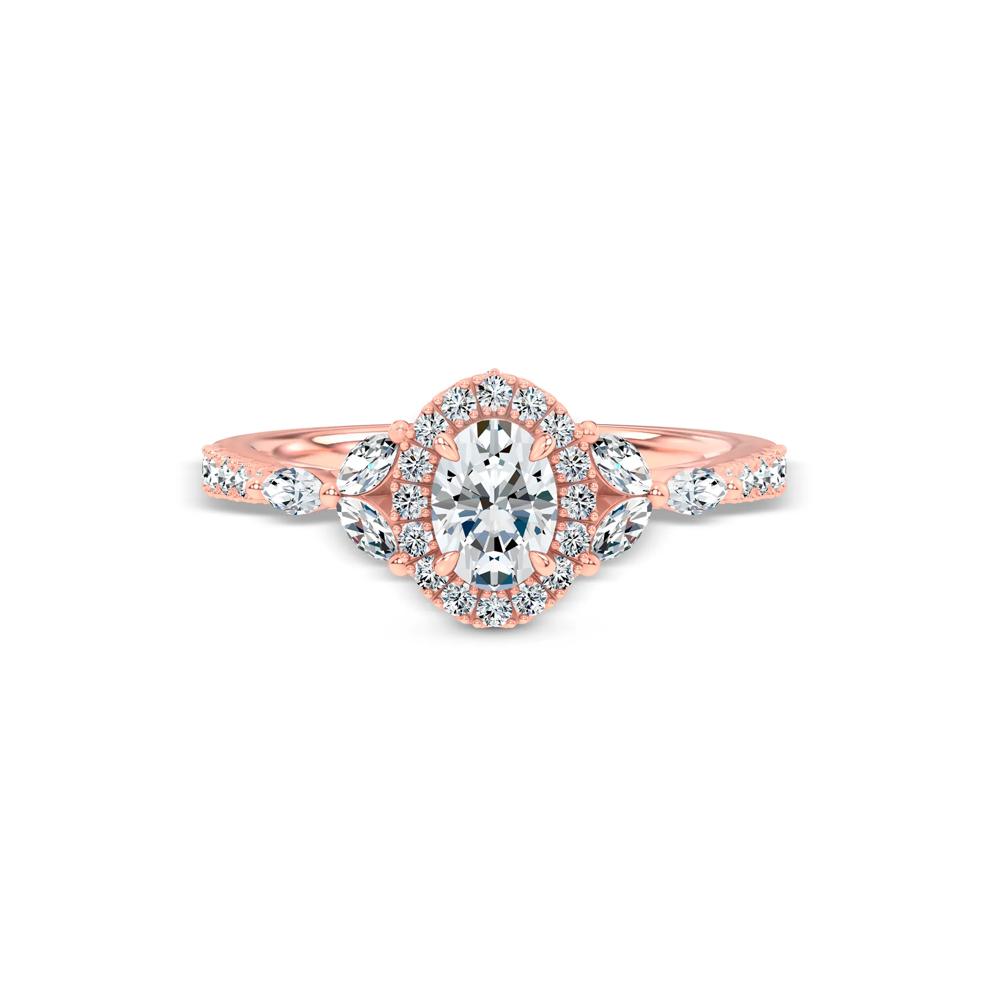 Diamond Oval Halo Engagement Ring in 14K Rose Gold (1 ct. tw.) – Image 1 of 4