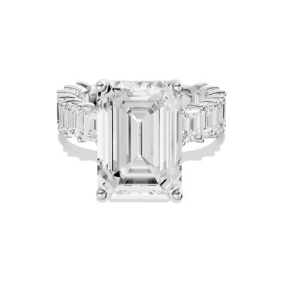 Lab Grown Diamond Emerald-Cut Center Engagement Ring in Platinum (11 1/2 ct. tw.)