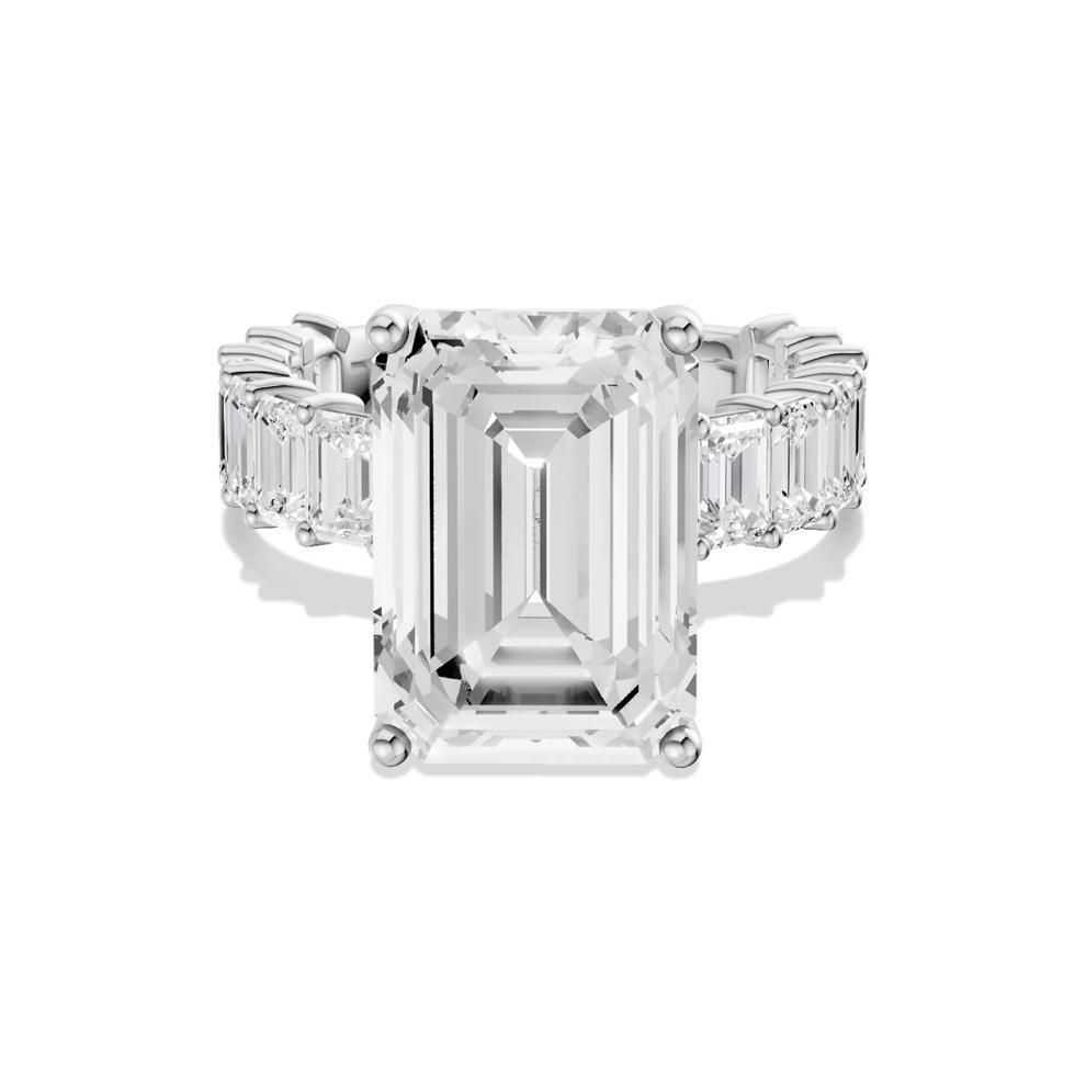 Lab Grown Diamond Emerald-Cut Center Engagement Ring in Platinum (11 1/2 ct. tw.) – Image 1 of 4