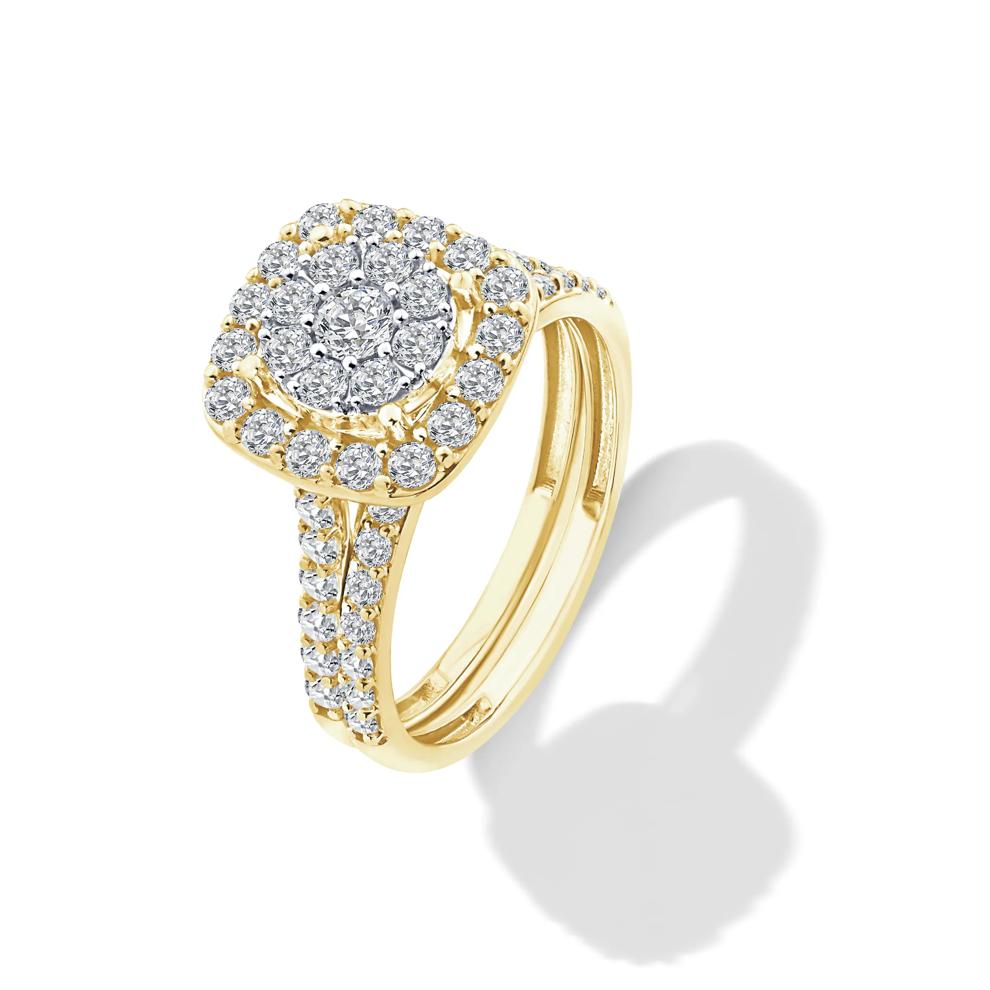 Diamond Cushion Halo Center Composite Engagement Set in 10K Yellow Gold (1 1/4 ct. tw.) – Image 5 of 6
