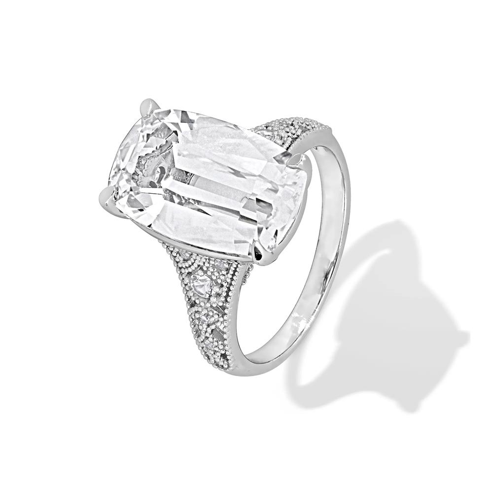 Lab-Created White Sapphire Cocktail Ring in Sterling Silver – Image 4 of 4