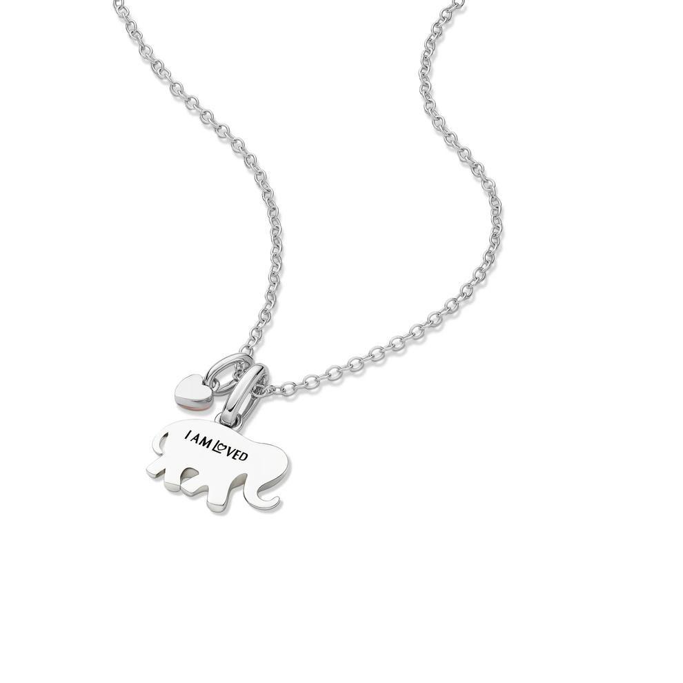 Lab Grown Diamond Accent Elephant Charm Pendant in Sterling Silver &amp; 10K Rose Gold – Image 5 of 5