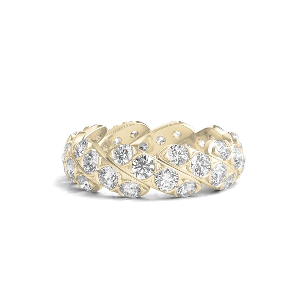 Round-Cut Lab Grown Diamond Twist Eternity Band in 14k Yellow Gold (3 ct. tw.) – Image 1 of 3