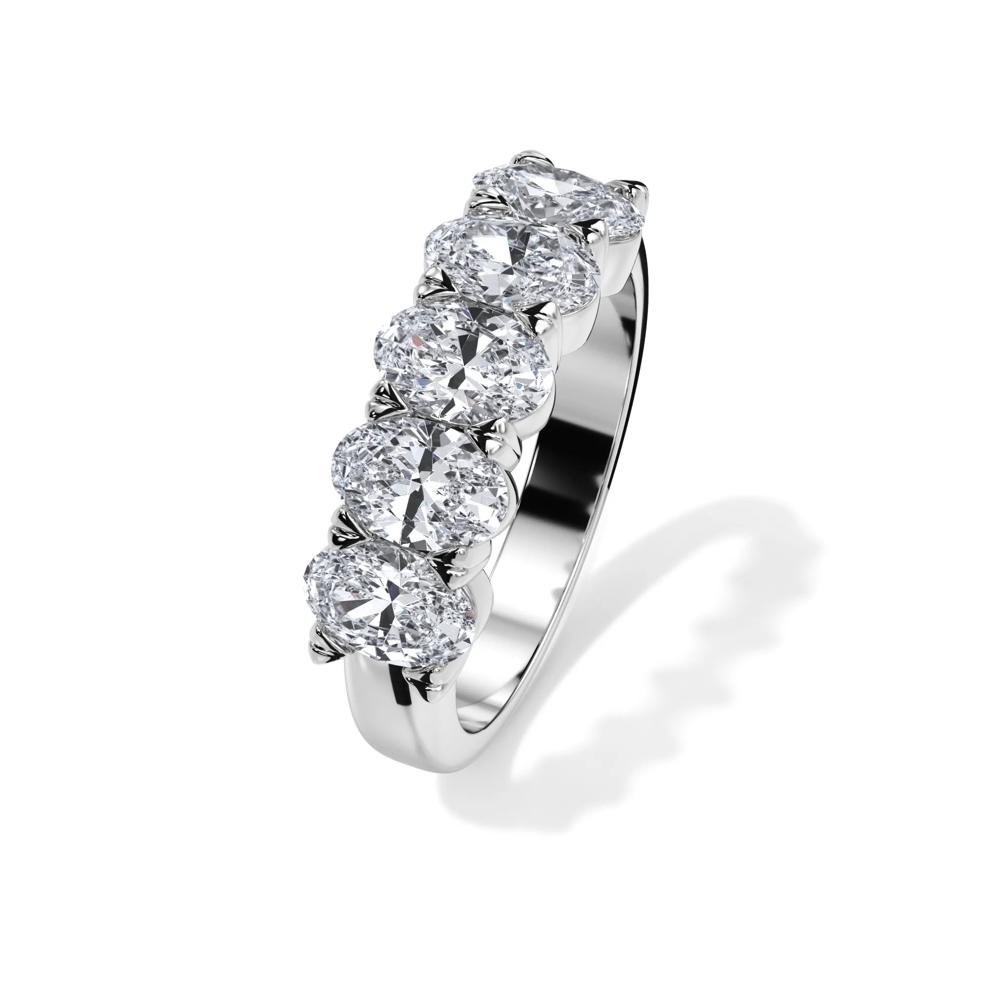 Diamond Oval Five-Stone Anniversary Band in 14K White Gold (2 ct. tw.) – Image 4 of 4