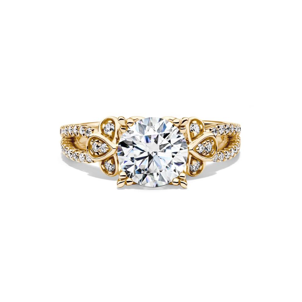 Lab-Created Moissanite Ornate Ring in 10K Yellow Gold (2 1/4 ct. dew) – Image 1 of 4