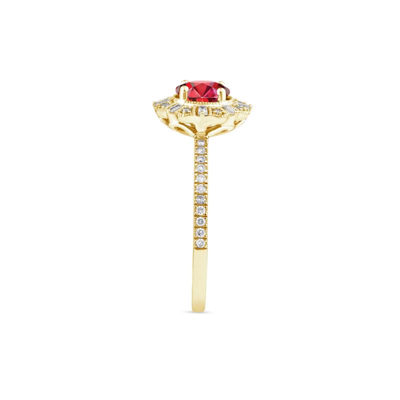 Ruby and Diamond Vintage Halo Ring in 10K Yellow Gold &#40;1/4 ct. tw.&#41; – Image 3 of 3