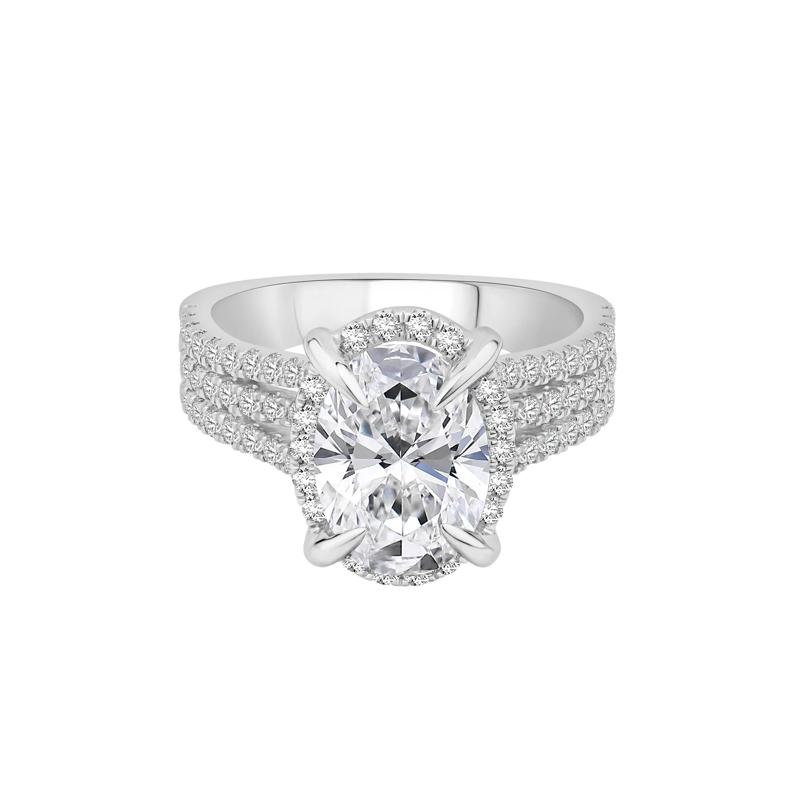Lab Grown Diamond Oval Engagement Ring in 14K White Gold &#40;3 3/4 ct. tw.&#41; – Image 1 of 4