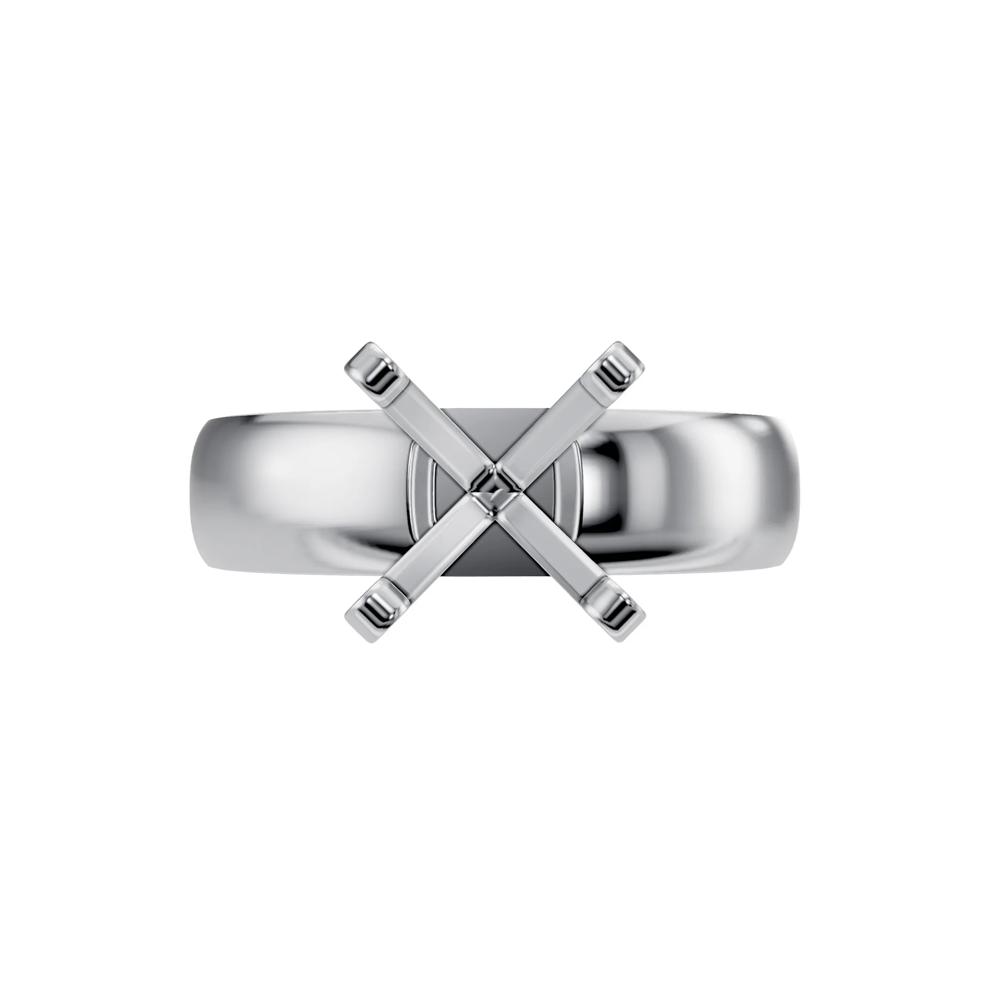 Solitaire Half-Round Semi-Mount Engagement Ring in 14K White Gold (Setting Only) – Image 2 of 6