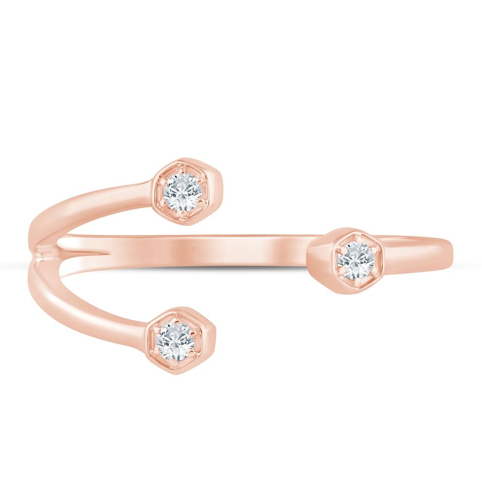 Diamond Accent Open Three-Stone Ring in 10K Rose Gold – Image 1 of 3