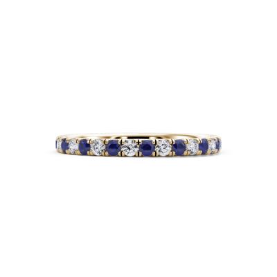 Lab Grown Diamond & Lab-Created Sapphire Anniversary Band in 14K Yellow Gold (1/3 ct. tw.)