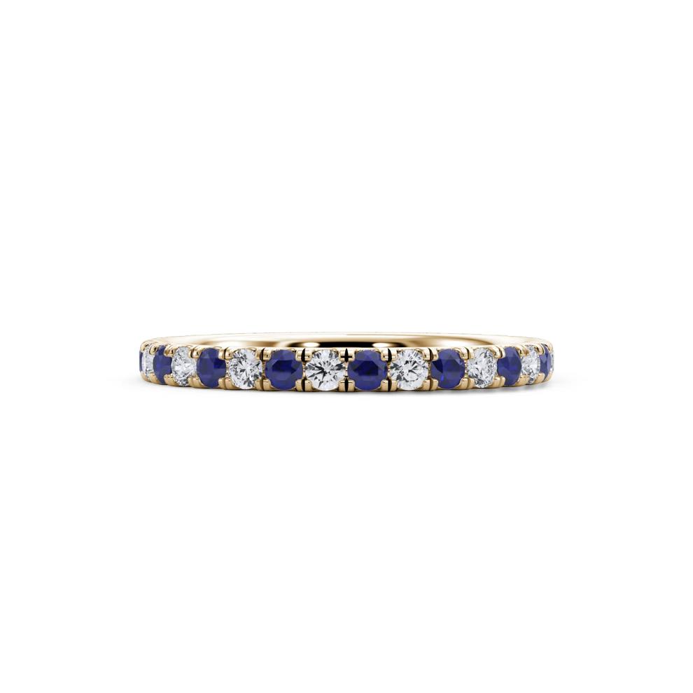 Lab Grown Diamond &amp; Lab-Created Sapphire Anniversary Band in 14K Yellow Gold (1/3 ct. tw.) – Image 1 of 4