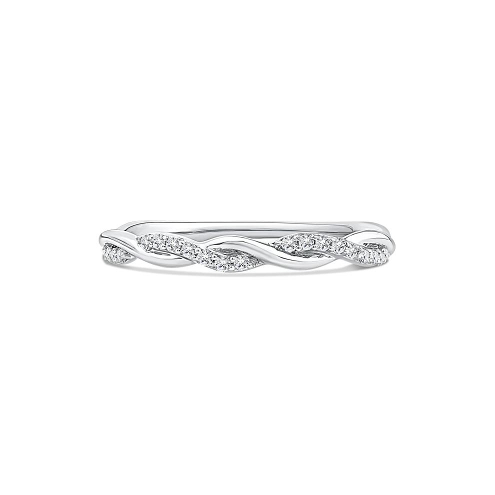 Diamond Twisted Anniversary Band in 10K White Gold (1/10 ct. tw.) – Image 1 of 4