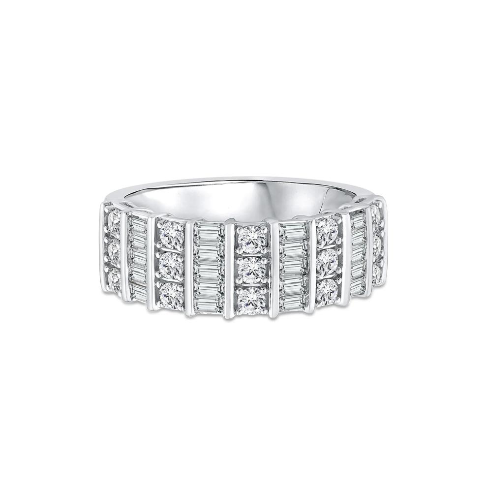 Round and Baguette Diamond Band in 14K White Gold (1 ct. tw.) – Image 1 of 3