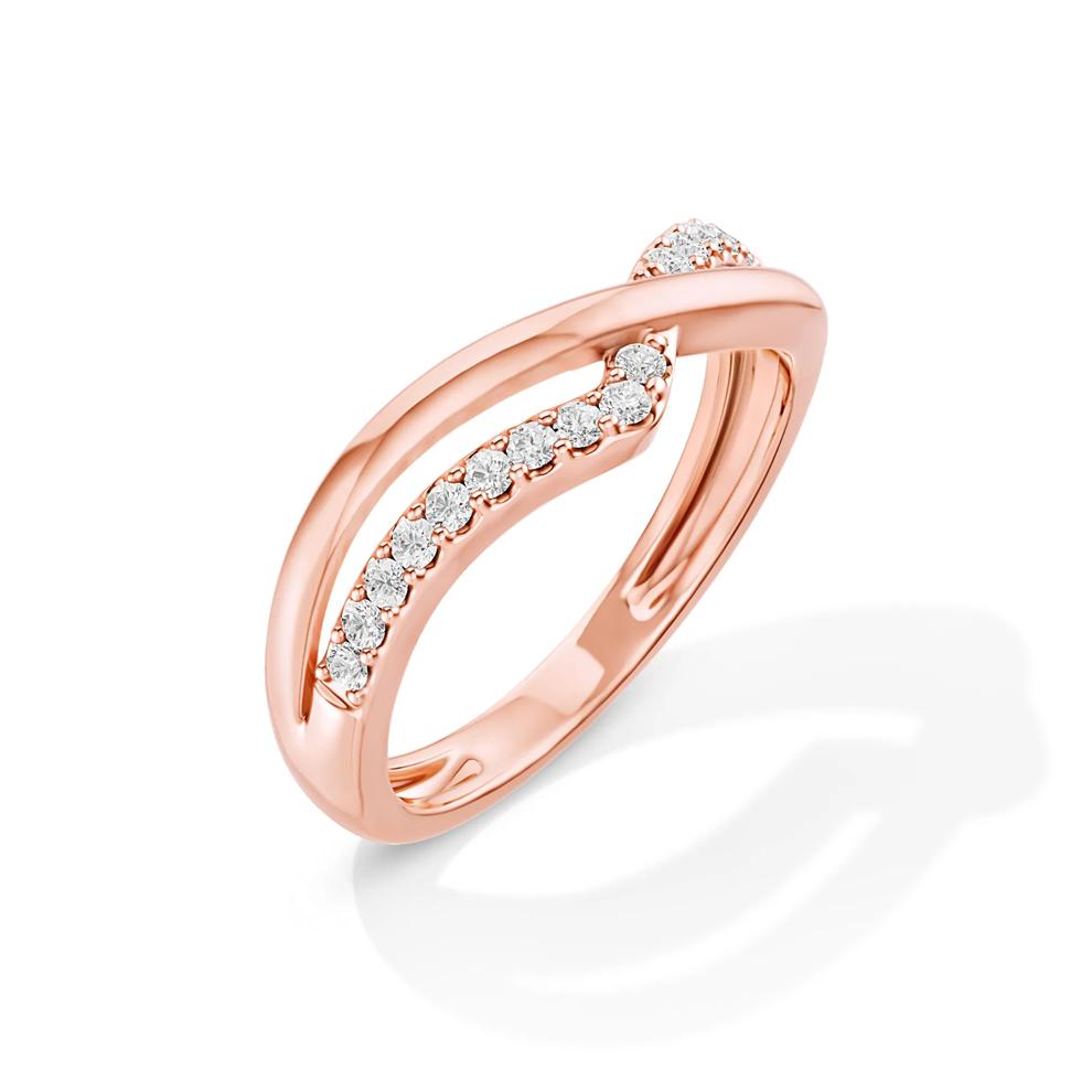 Diamond Crossover Contour Ring in 14K Gold – Image 2 of 4