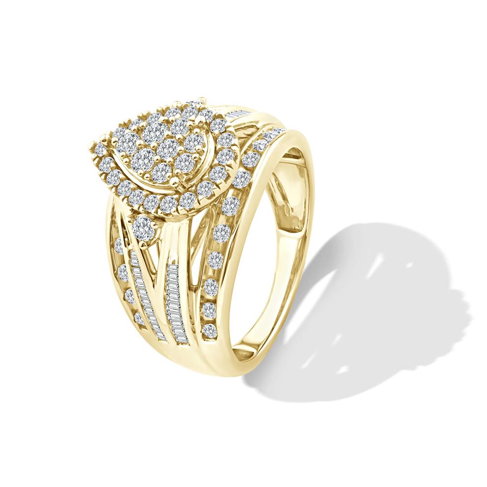 Diamond Pear-Shaped Multi-Row Composite Engagement Ring in 10K Yellow Gold (1 ct. tw.) – Image 4 of 4