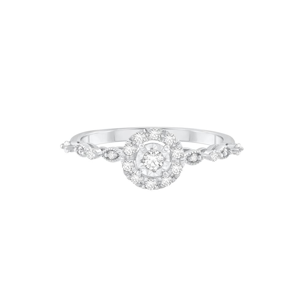 Diamond Halo Promise Ring in 10K White Gold (1/4 ct. tw.) – Image 1 of 3