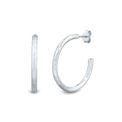 Hammered 3/4 Hoop Earrings in Sterling Silver