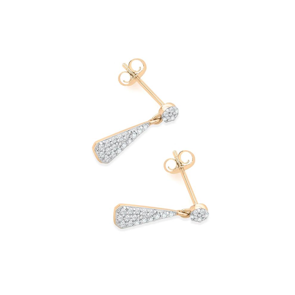 Diamond Drop Earrings in 10K Yellow Gold (1/10 ct. tw.) – Image 2 of 2