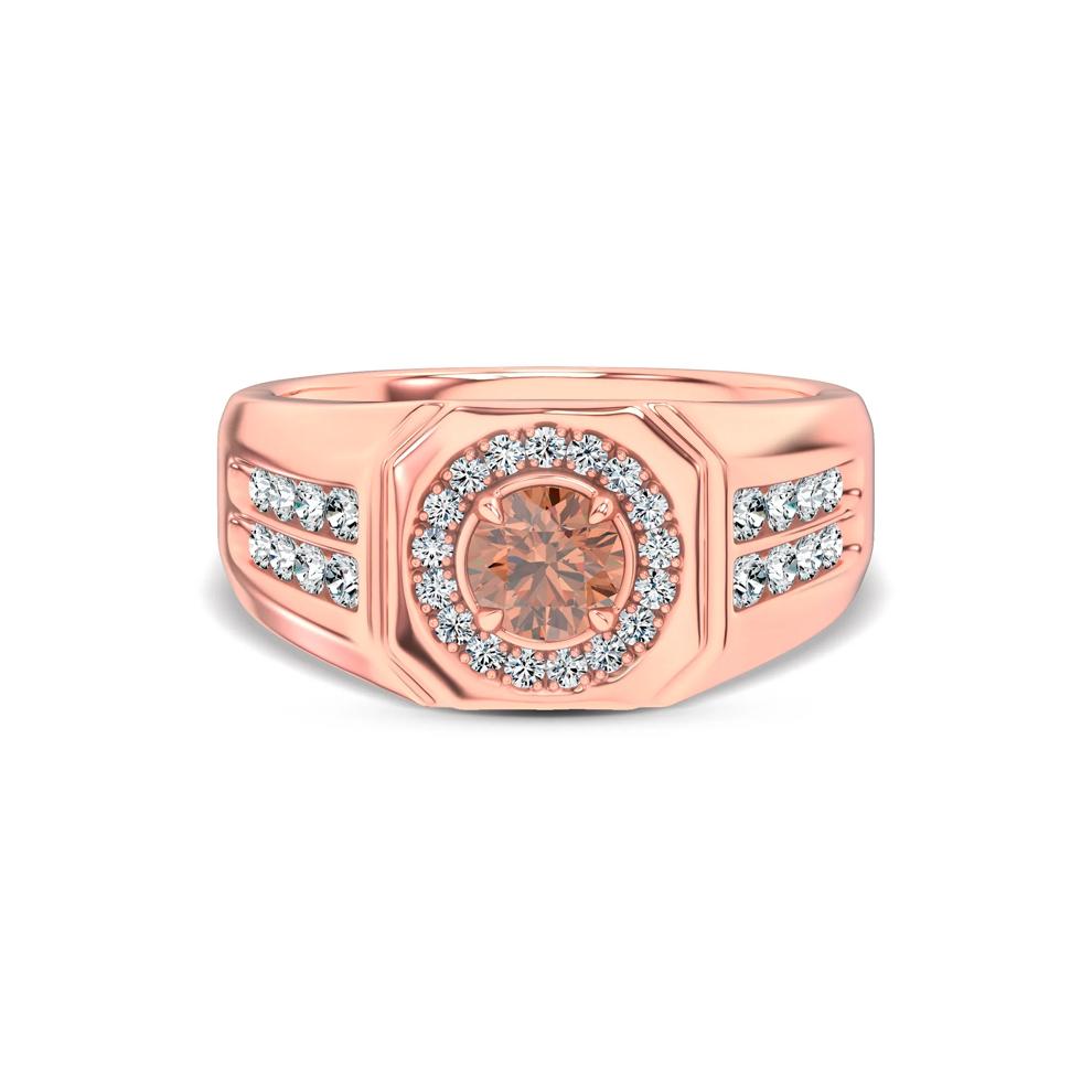 Men's Lab Grown Diamond Oval Brown Ring in 10K Rose Gold (1 ct. tw.) – Image 1 of 4