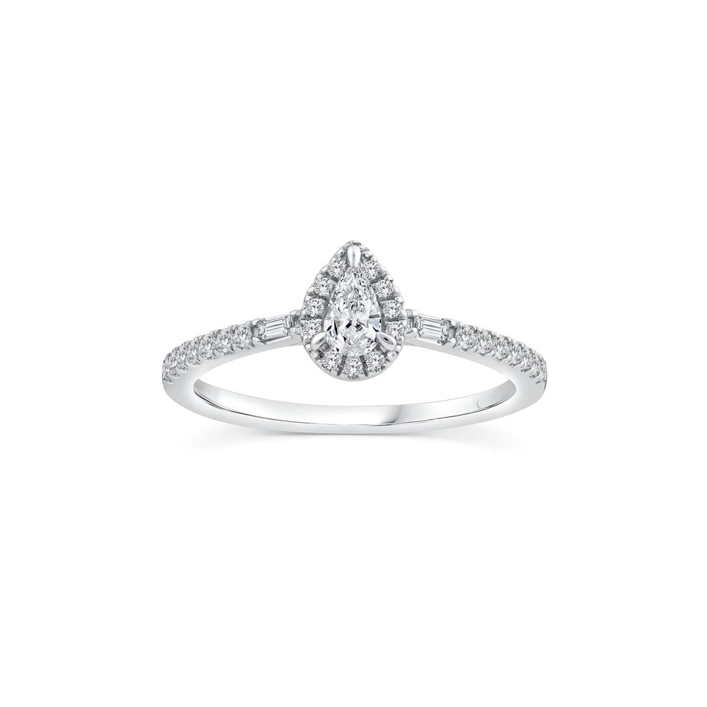 Pear-Shaped Diamond Halo Engagement Ring in 10K White Gold (3/8 ct. tw.) – Image 1 of 3