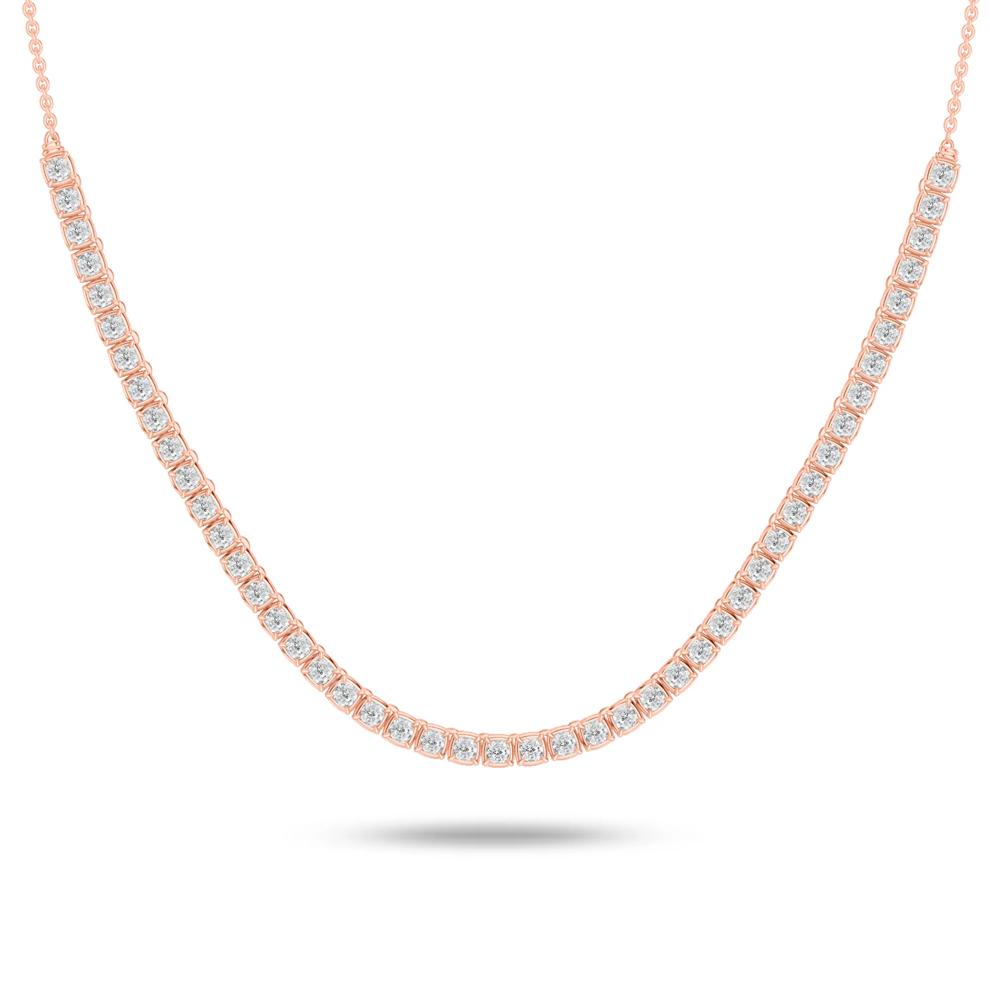 Lab Grown Diamond Tennis Necklace in 10K Rose Gold (3 ct. tw.) – Image 1 of 4
