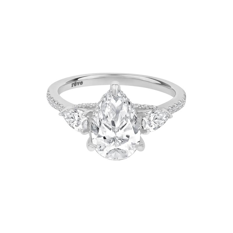 River Lab Grown Diamond Pear-Shaped Engagement Ring in 14K White Gold &#40;3-1/4 ct. tw.&#41; – Image 1 of 5