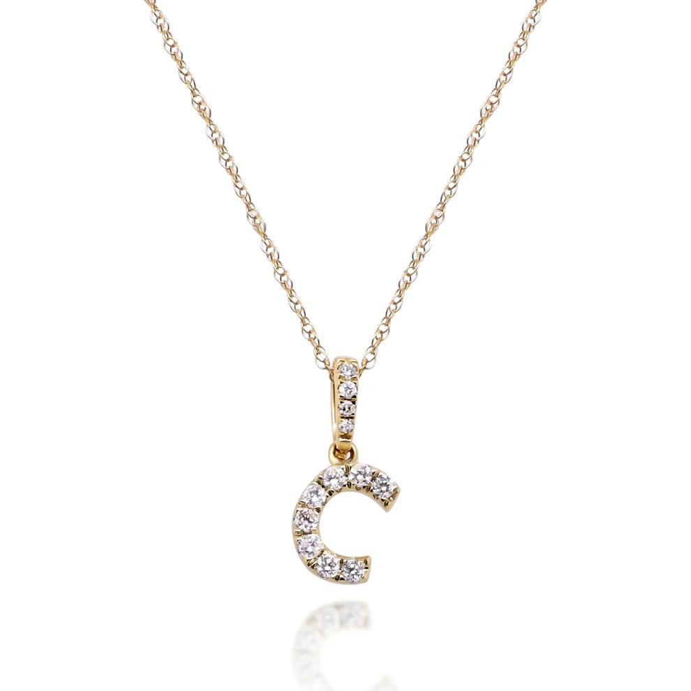 Diamond C Initial Pendant in 10K Yellow Gold (1/10 ct. tw.) – Image 1 of 4