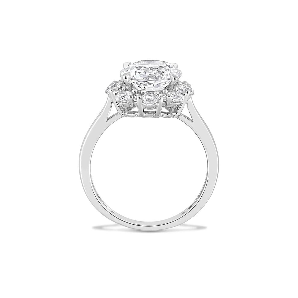 Lab-Created White Sapphire Round Halo Ring in Sterling Silver – Image 2 of 4
