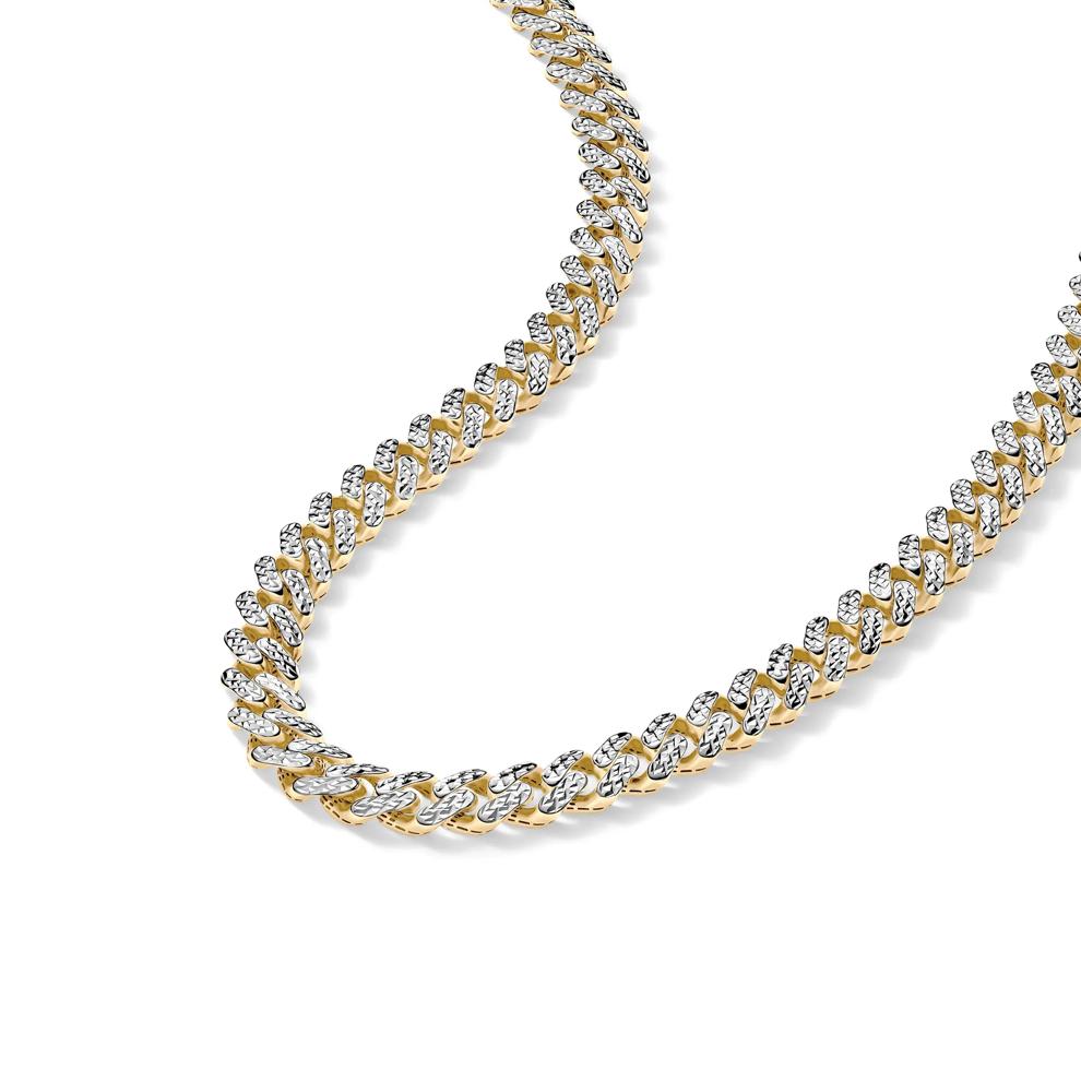 Miami Cuban Diamond-Cut Chain Necklace in 14K White and Yellow Gold, 9.5MM, 22" – Image 4 of 4