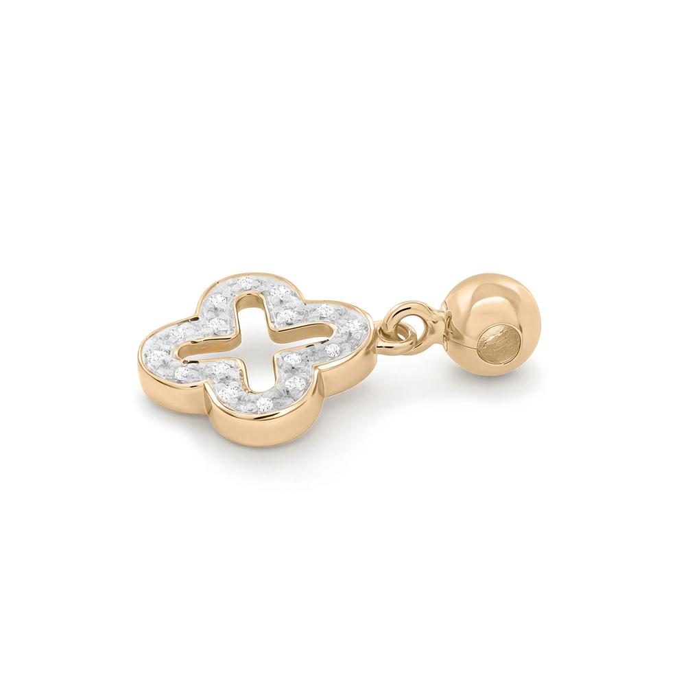 Diamond Accent Flower Bead Charm in 14K Gold Vermeil – Image 2 of 2