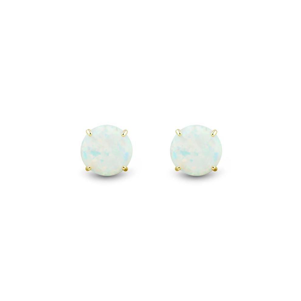 Lab Grown Diamond and Lab-Created Opal Stud Earring Box Set in Vermeil &amp; 10K Yellow Gold (1/2 ct. tw.) – Image 7 of 7